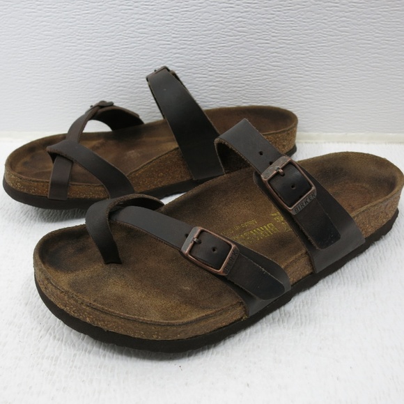 Birkenstock Shoes - Birkenstock Leather Slide Sandals Shoes Germany 37